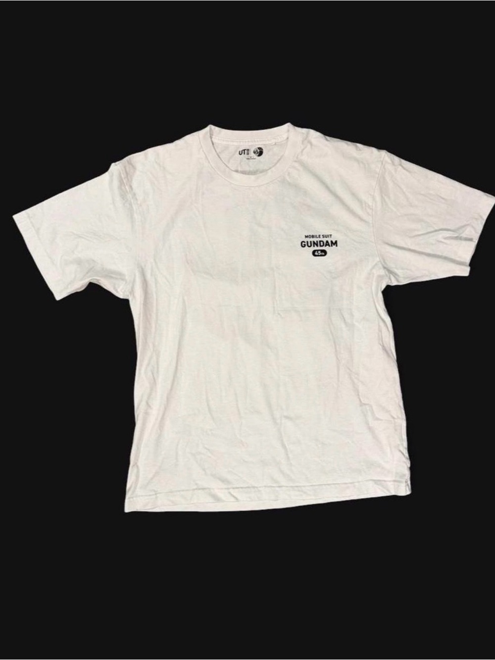 Gundam White UNIQLO Short-Sleeve Crewneck T-Shirt with Small Chest Logo